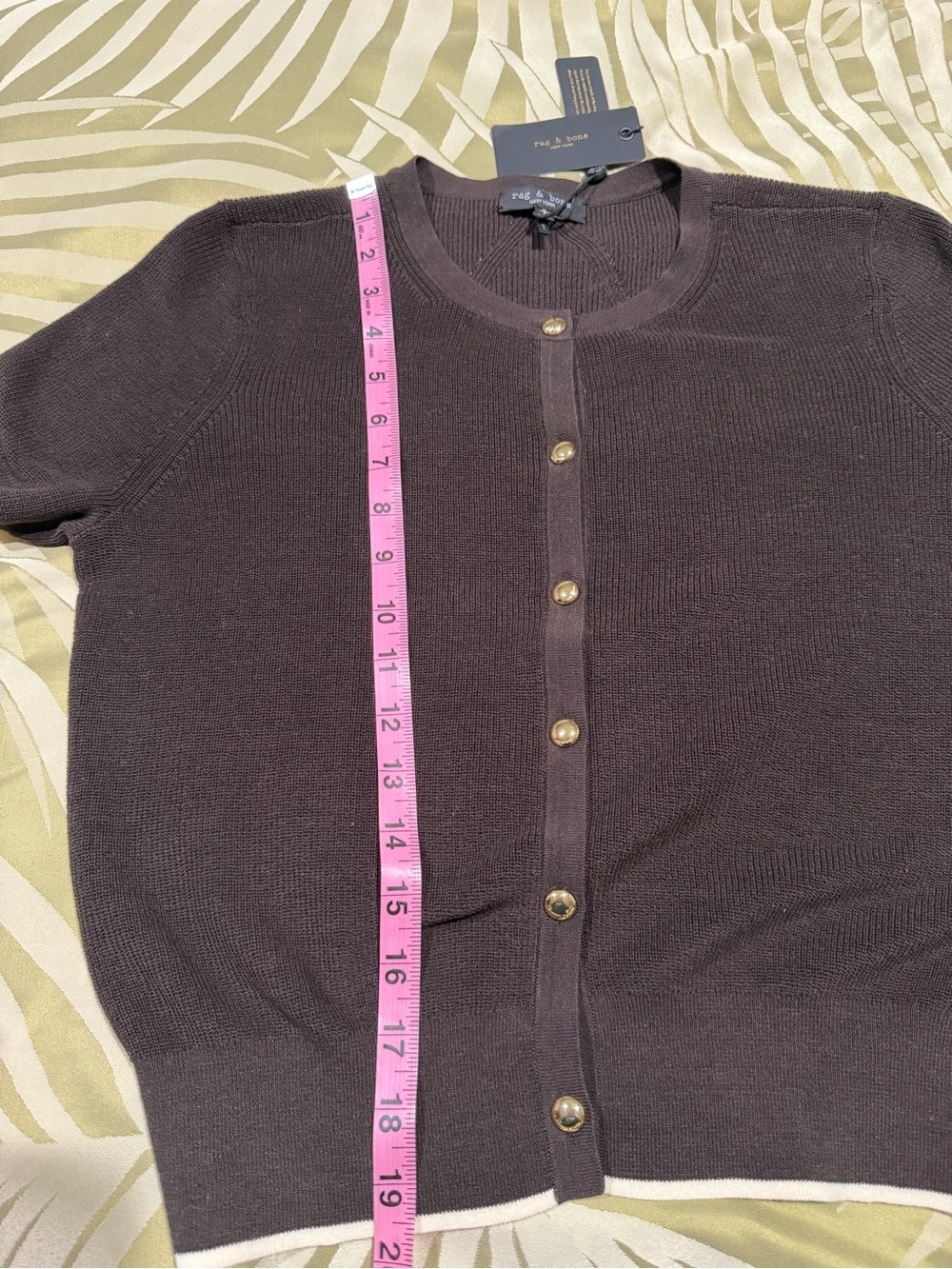rag & bone Dina Tipped Short Sleeve Cardigan in Chocolate Brown - Picture 11 of 12